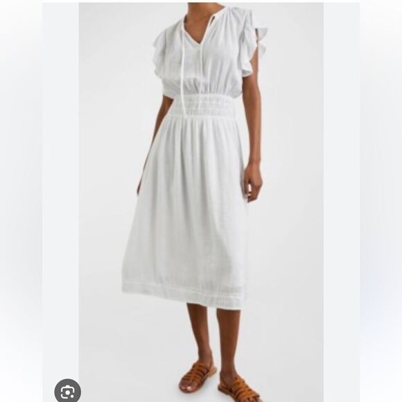 $228 RAILS lona Linen-Blend Midi-Dress White Medium - Picture 1 of 11